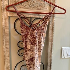 American Eagle Outfitters Velvet Strappy Top - Rich Burgundy